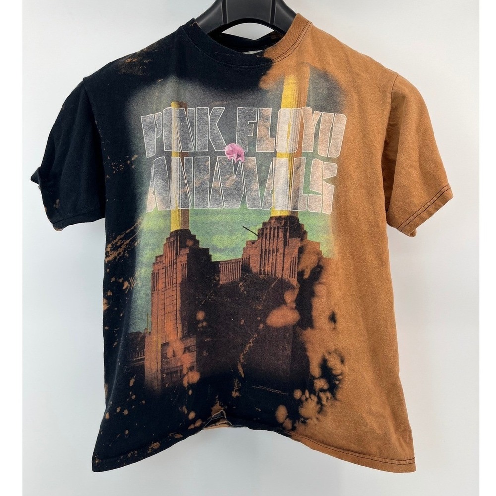 Liquid Blue Pink Floyd Animals Shirt Mens L Black Bleach Tie Dye Graphic Tee